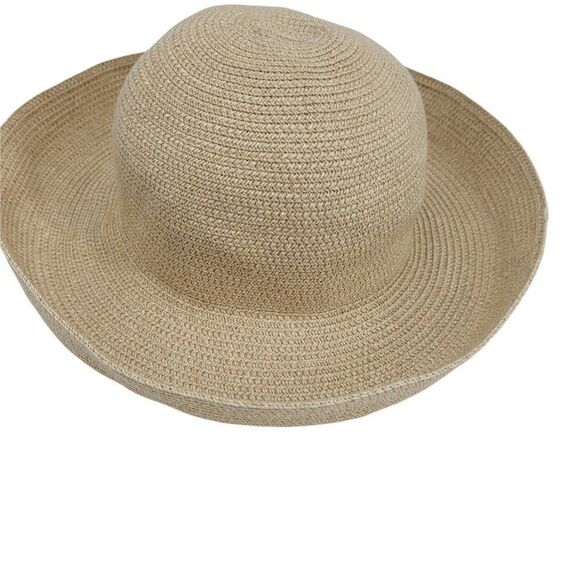 Vintage Betmar New York #166 Floppy Paper Sun Hat Flexible Tan Metal Logo Sz - Picture 8 of 10